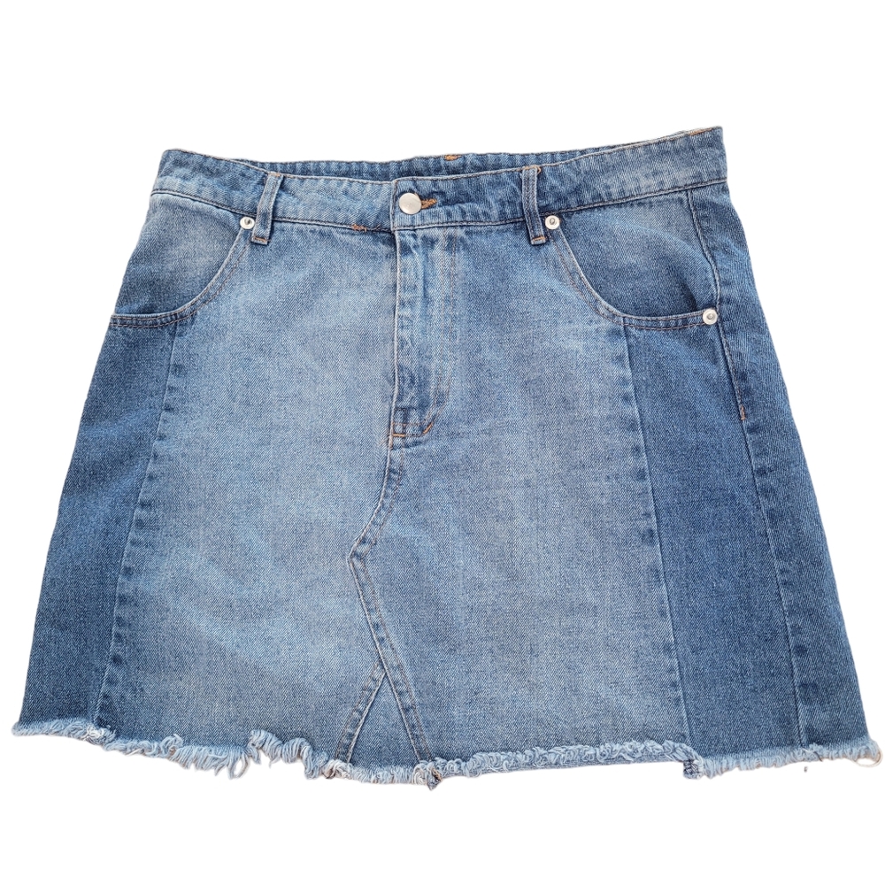 Altar'd State Button-fly‎ Distressed Denim Mini Skirt